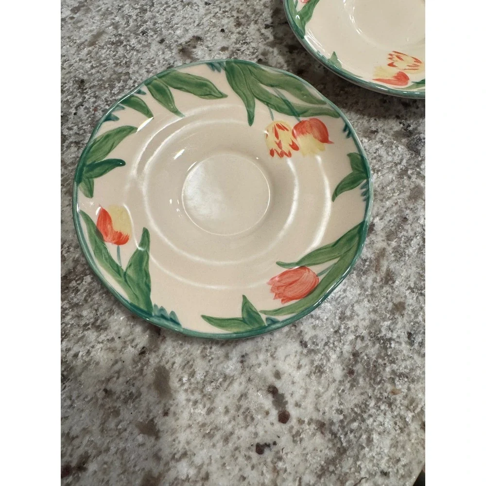 Set of 2 Vintage Johnson Brothers JF Tulip Saucers Made in England Floral Cream